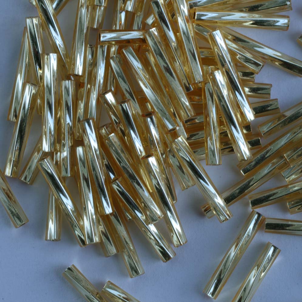 Miyuki Bugle Twisted Gold 0003 Silver Lined Gold 6mm 12mm Bead 10g